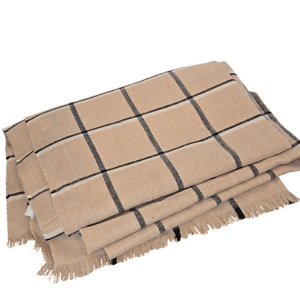 GAP Cream Plaid Winter Scarf Unisex‎ Cozy Warm - Picture 2 of 4
